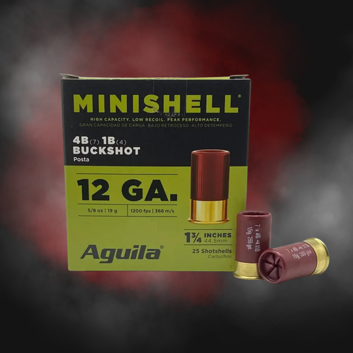 12 Gauge Mini Shell 1.75" 5/8 OZ, 4B/1B Buckshot Aguila - 25 Rounds