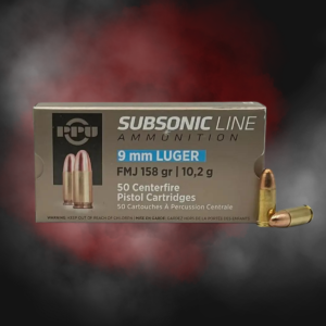 9mm Luger 158gr Subsonic FMJ PPU - 50 Rounds