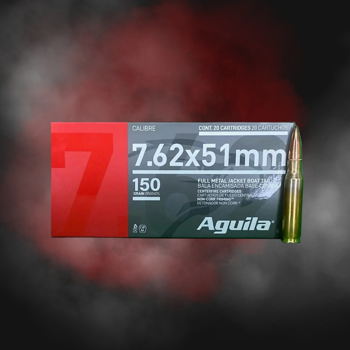 7.62x51mm 150gr FMJBT Aguila Ammunition - 20 Rounds